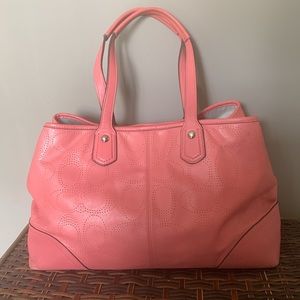 Coach Logo Perforated C Genuine Leather Bag - Authentic